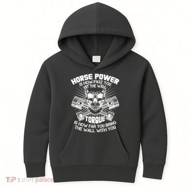 Horse Power Torque Skull Kids Hoodie