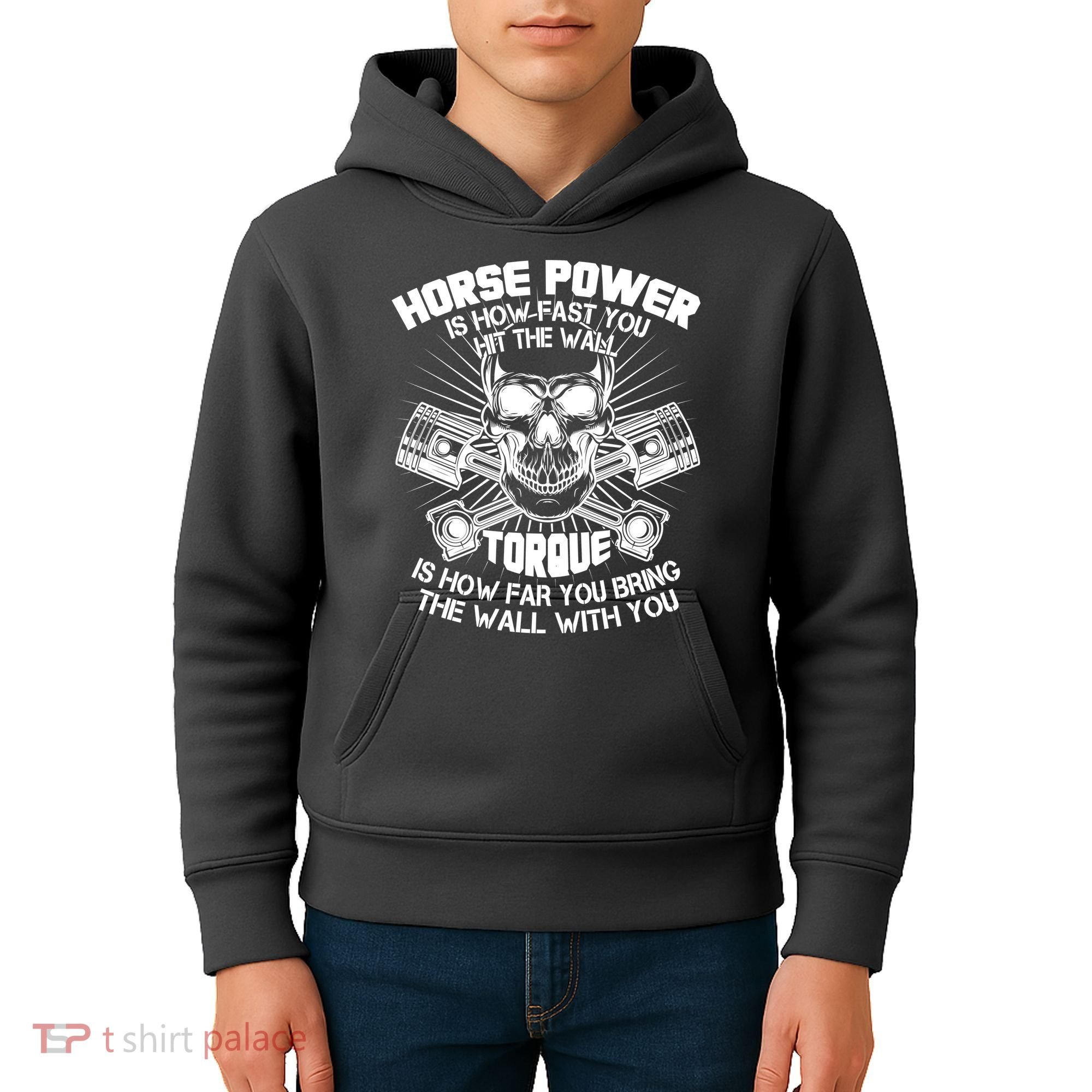 Horse Power Torque Skull Kids Hoodie