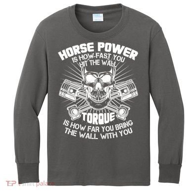 Horse Power Torque Skull Kids Long Sleeve Shirt