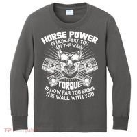 Horse Power Torque Skull Kids Long Sleeve Shirt thumb 0