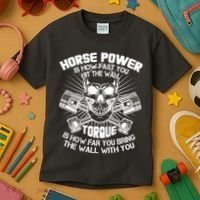 Horse Power Torque Skull Kids T-Shirt thumb 3
