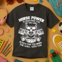 Horse Power Torque Skull Kids T-Shirt thumb 3
