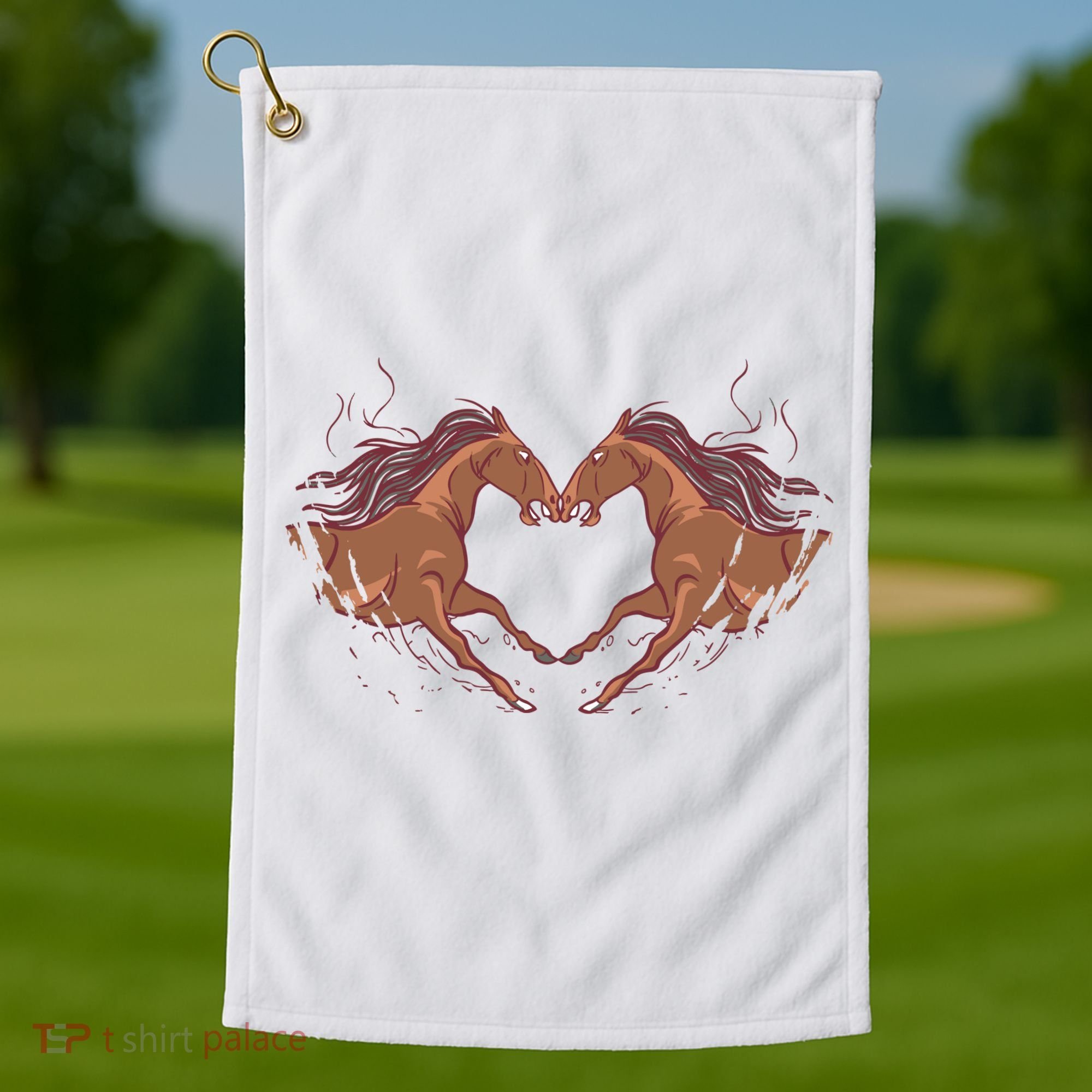 Horse Shaped Heart Golf Towel
