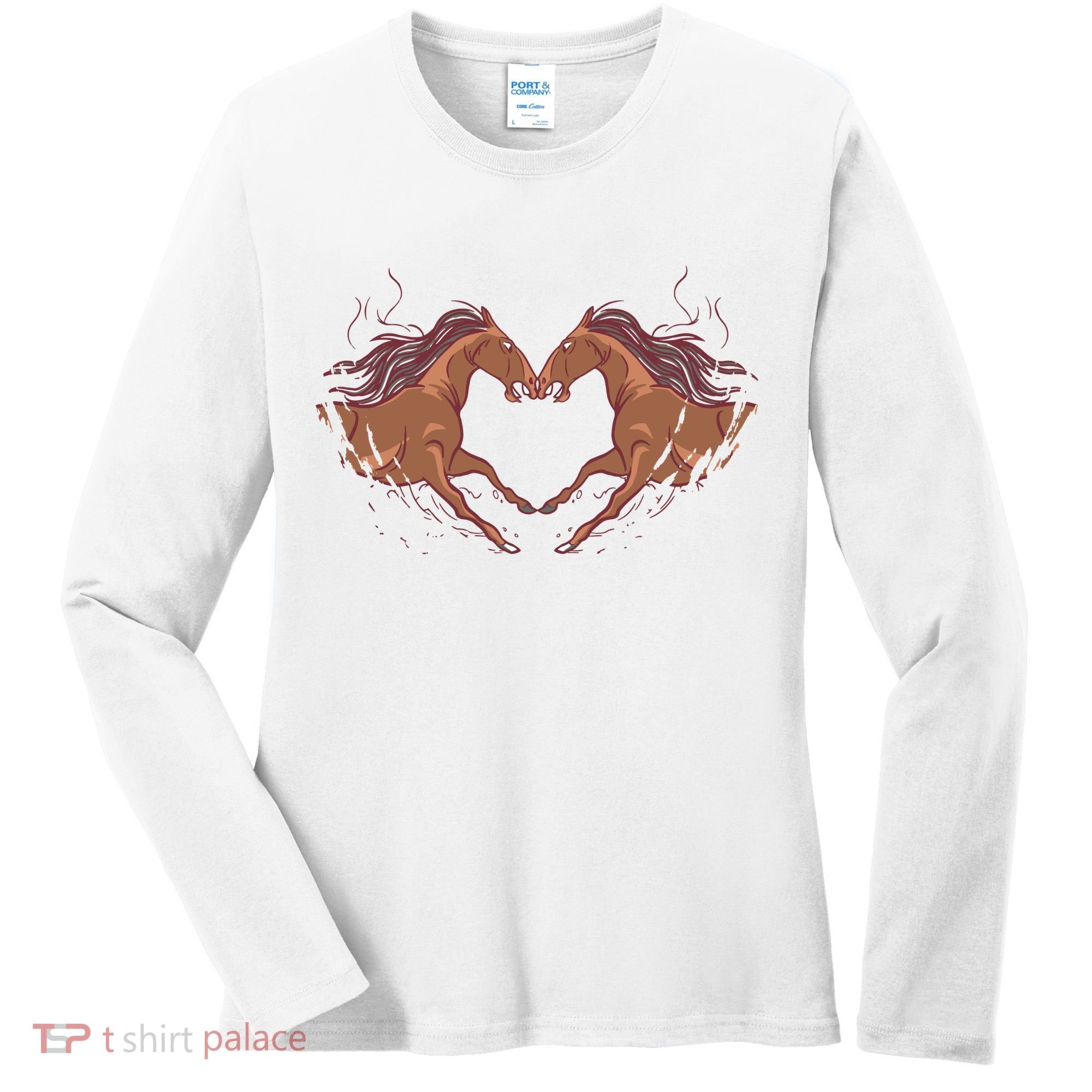 Horse Shaped Heart Women's Long Sleeve Shirt