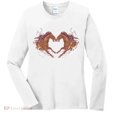 Horse Shaped Heart Women's Long Sleeve Shirt