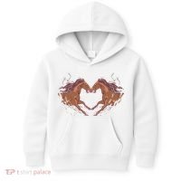 Horse Shaped Heart Kids Hoodie thumb 0