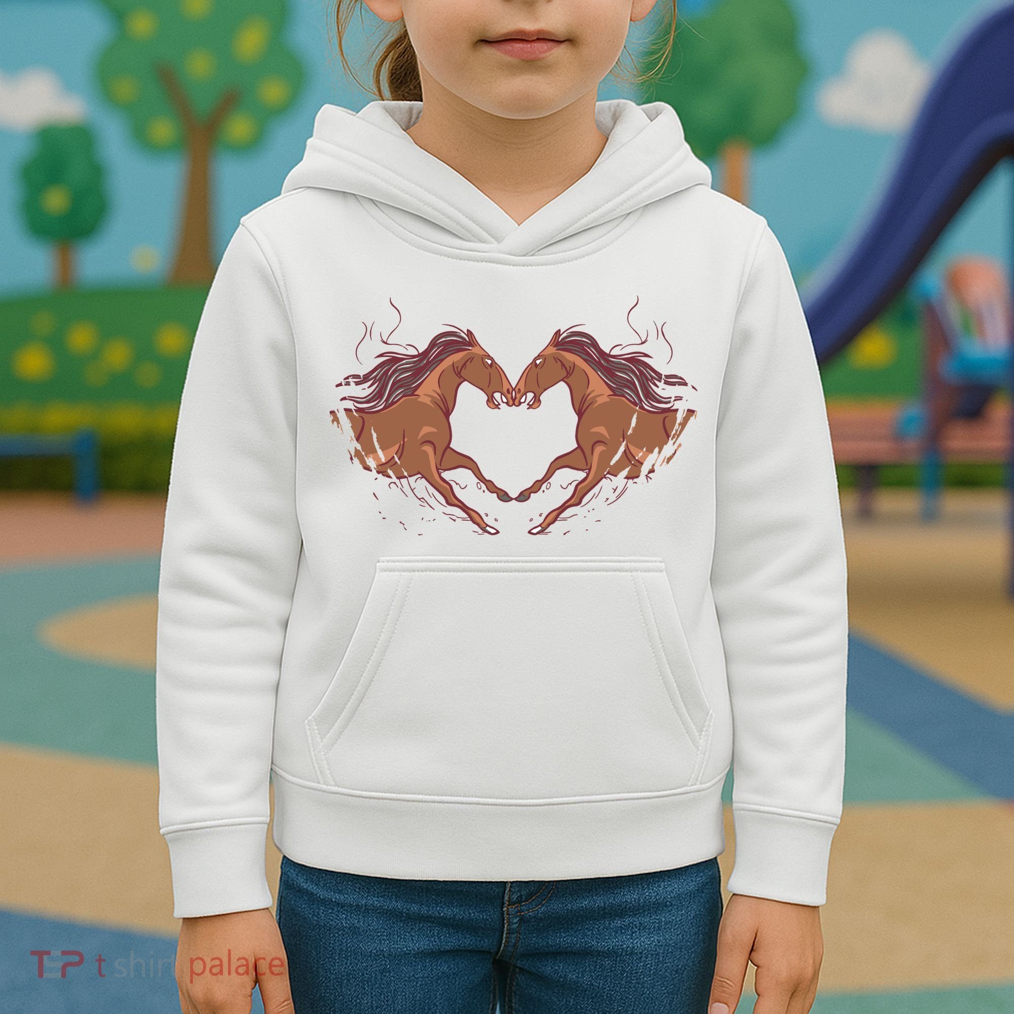 Horse Shaped Heart Kids Hoodie