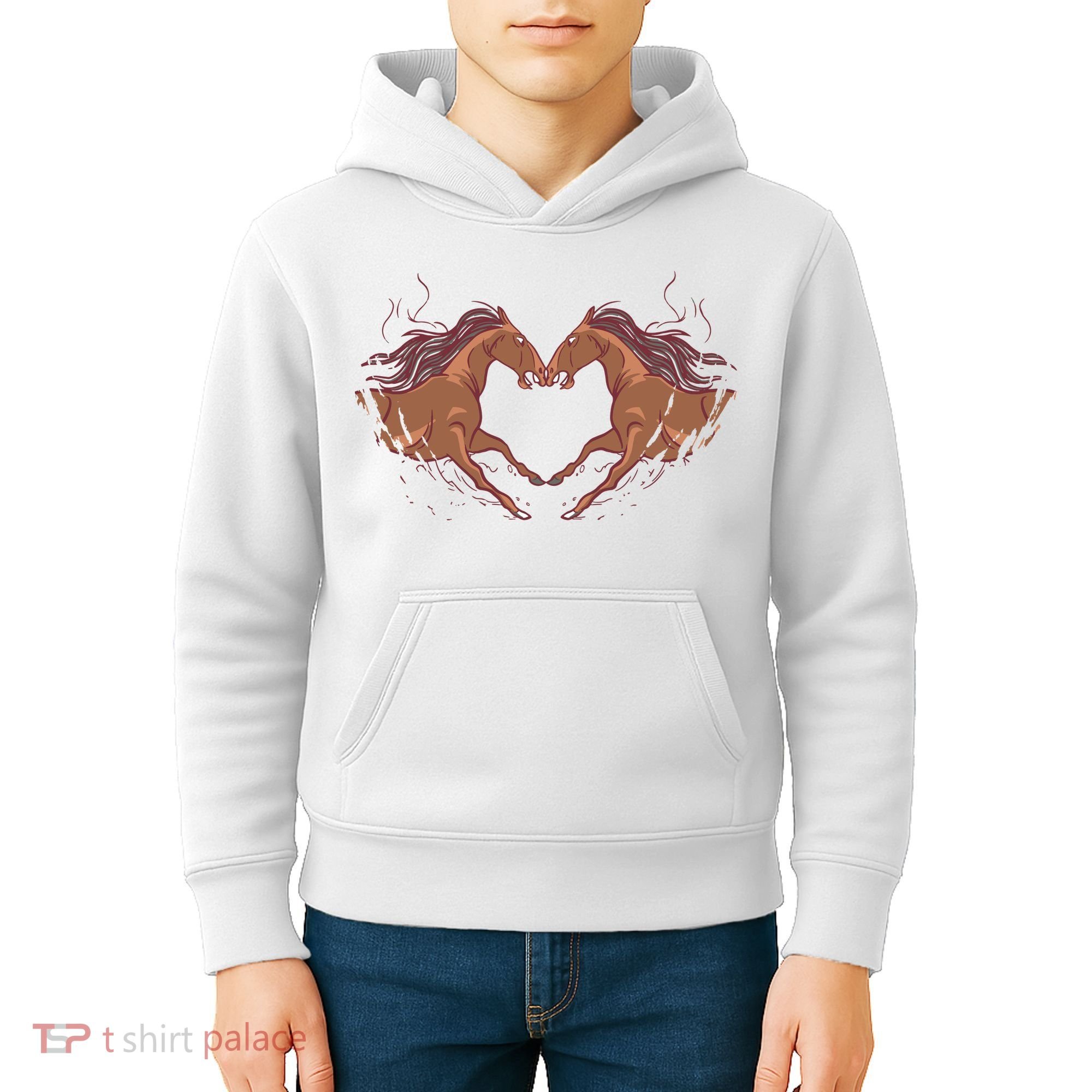Horse Shaped Heart Kids Hoodie