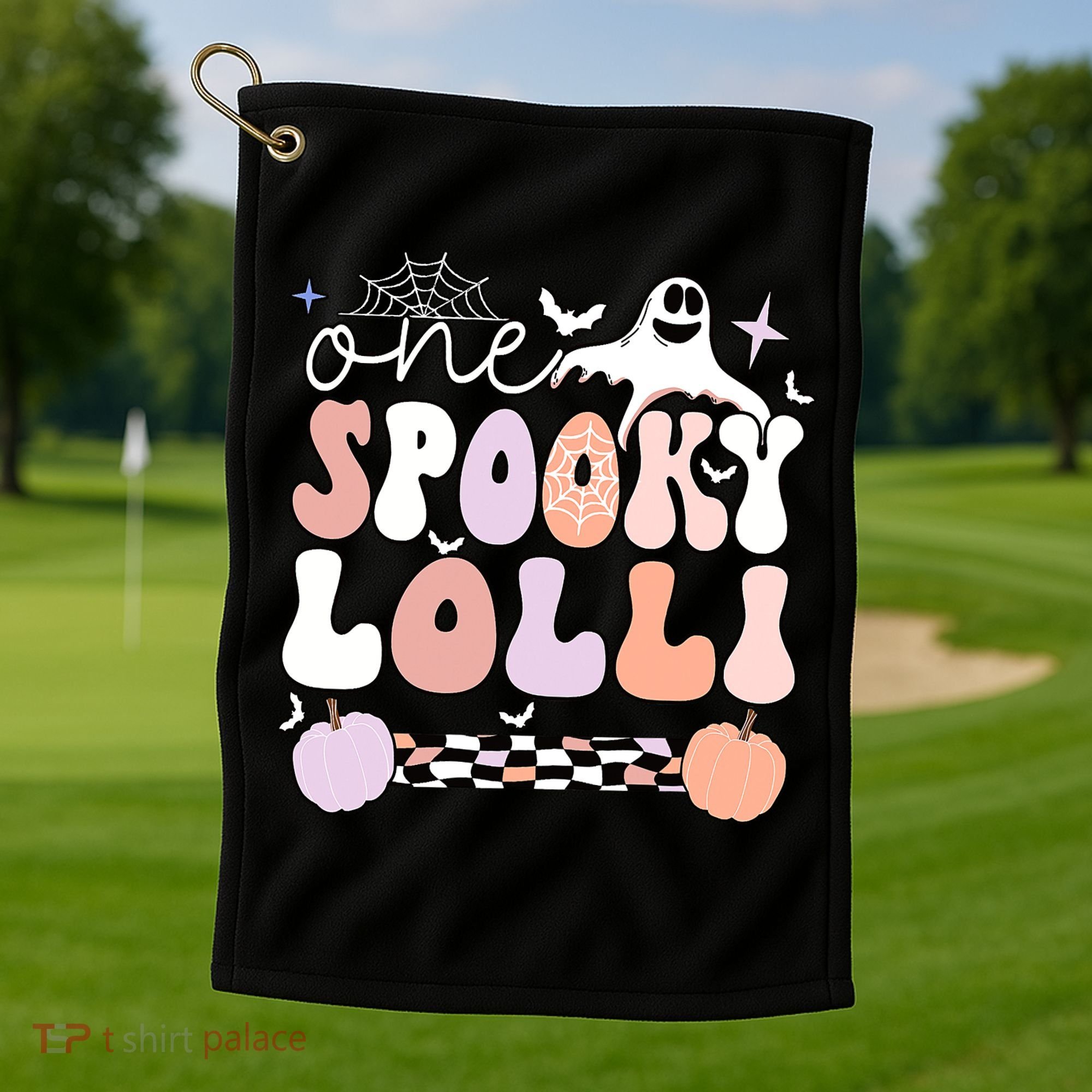 Halloween One Spooky Lolli Grandmother Groovy Golf Towel