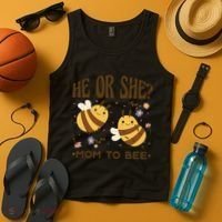 He Or She Mom To Bee Gender Reveal Tank Top thumb 4