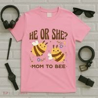 He Or She Mom To Bee Gender Reveal T-Shirt thumb 5