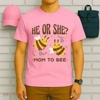 He Or She Mom To Bee Gender Reveal T-Shirt thumb 6