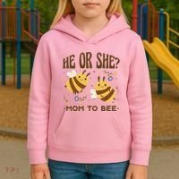 He Or She Mom To Bee Gender Reveal Kids Hoodie thumb 3
