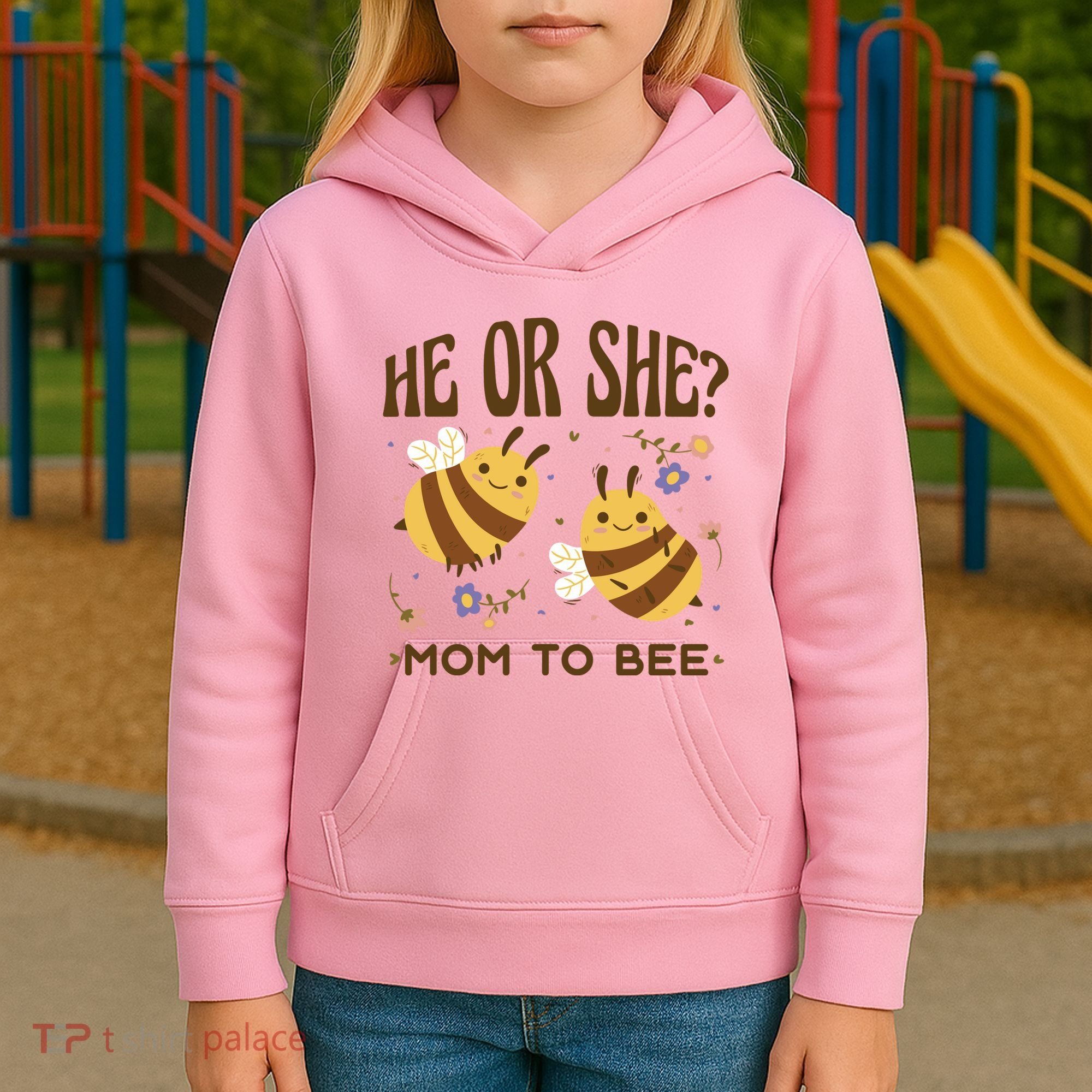 He Or She Mom To Bee Gender Reveal Kids Hoodie