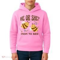 He Or She Mom To Bee Gender Reveal Kids Hoodie thumb 4