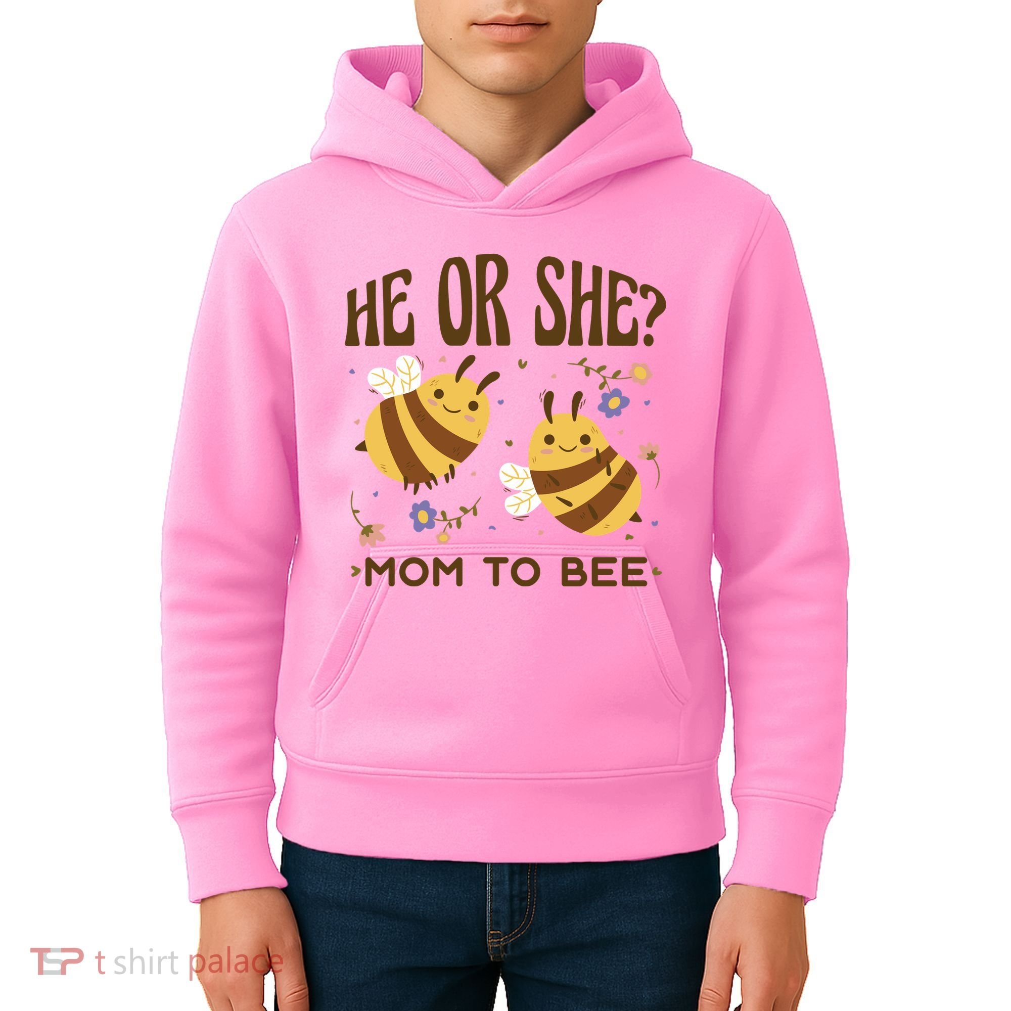 He Or She Mom To Bee Gender Reveal Kids Hoodie