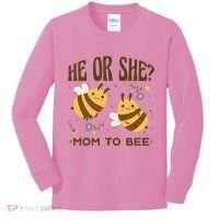 He Or She Mom To Bee Gender Reveal Kids Long Sleeve Shirt thumb 0