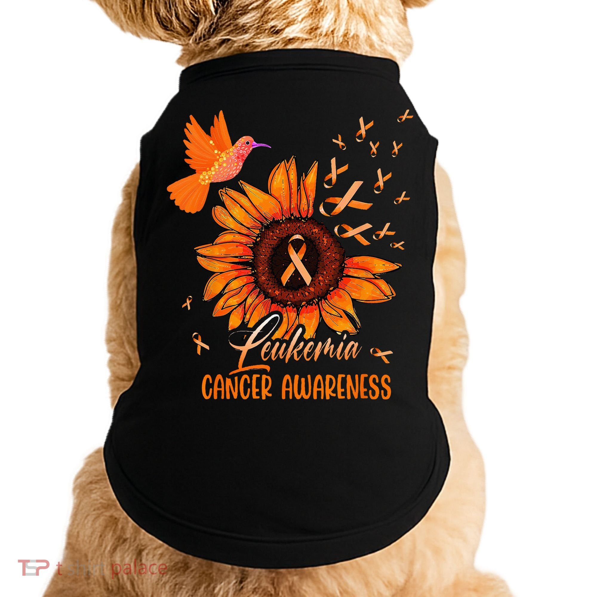 Hummingbird Orange Sunflower Leukemia Cancer Awareness Doggie Tank