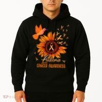 Hummingbird Orange Sunflower Leukemia Cancer Awareness Hoodie thumb 2