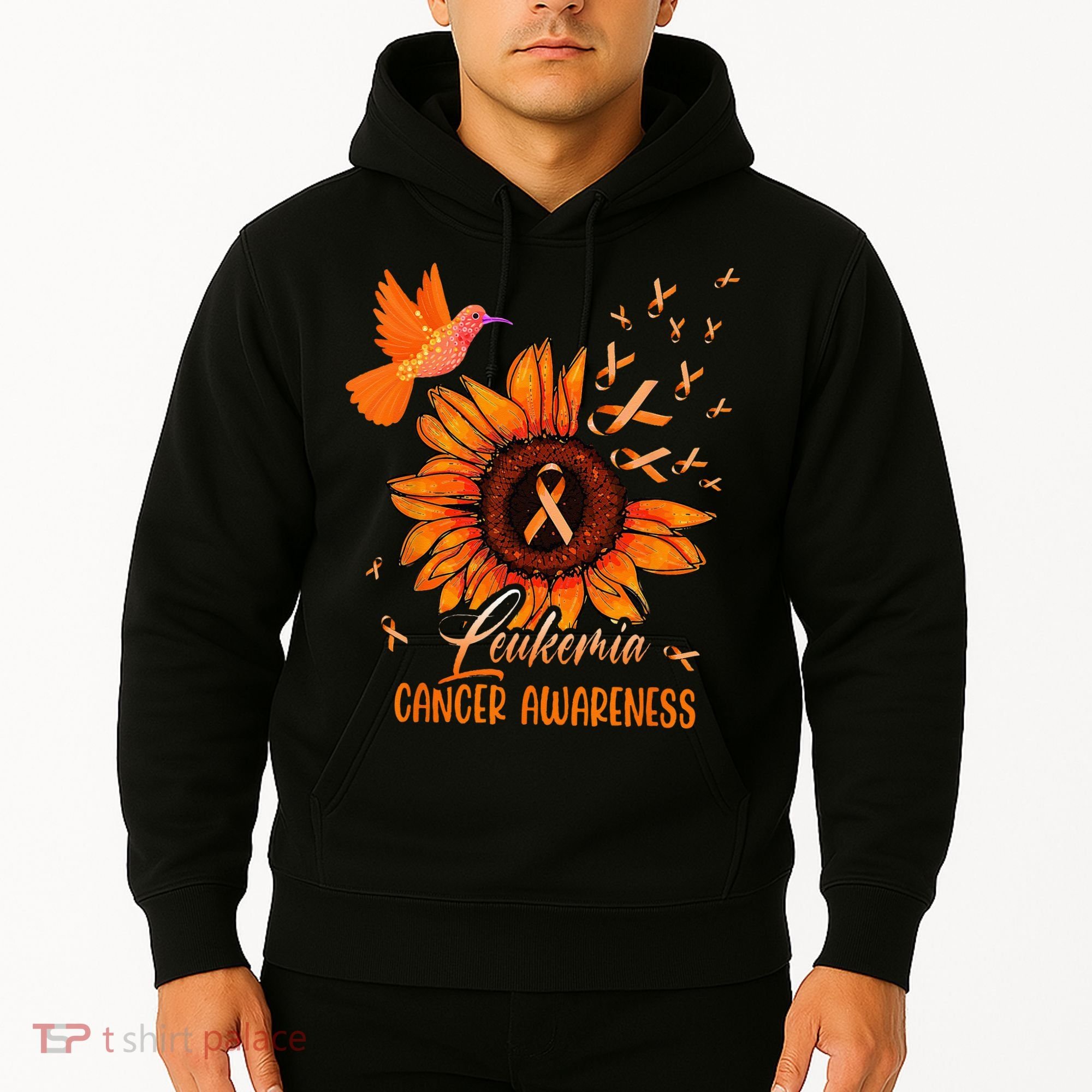 Hummingbird Orange Sunflower Leukemia Cancer Awareness Hoodie
