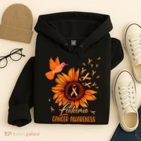 Hummingbird Orange Sunflower Leukemia Cancer Awareness Hoodie thumb 4