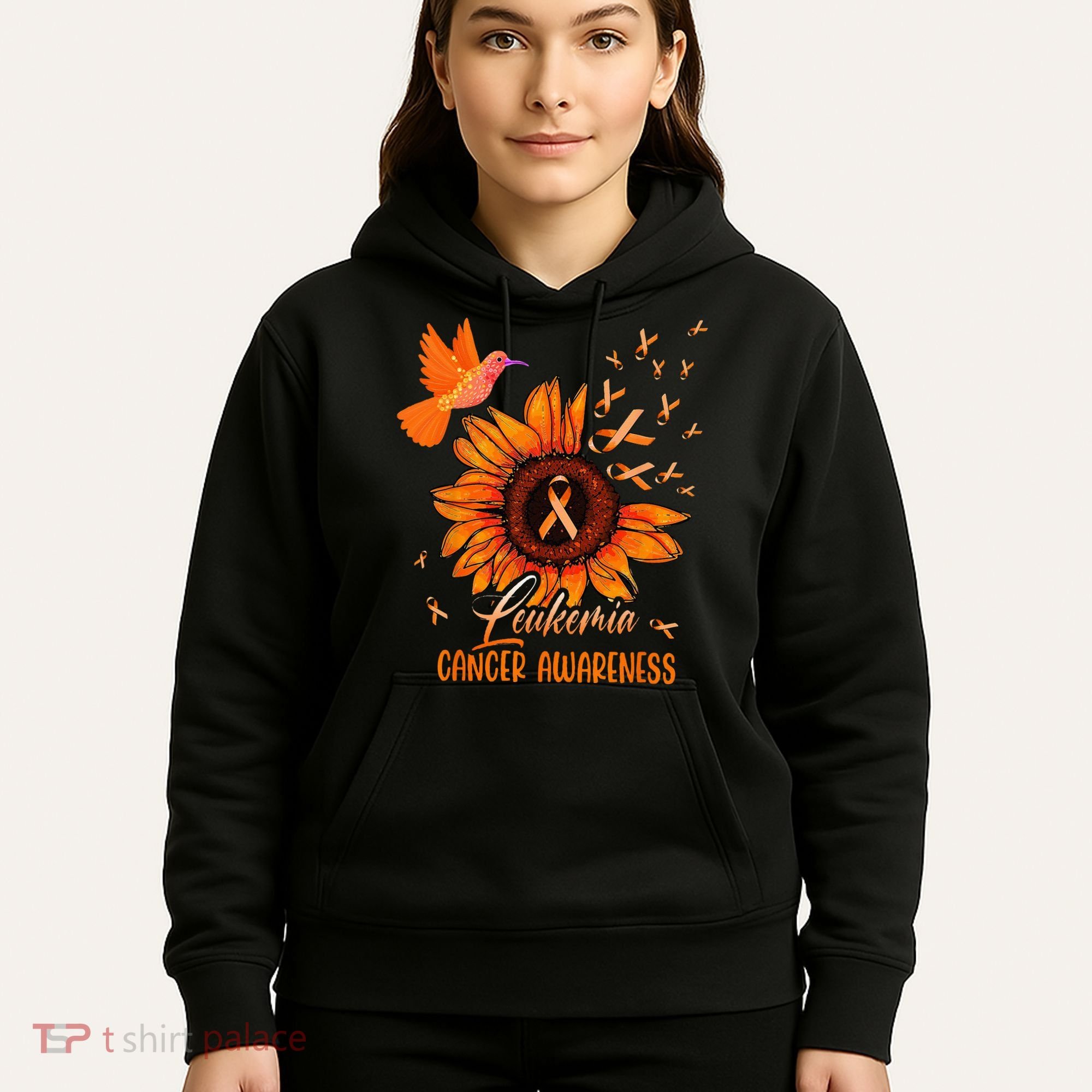 Hummingbird Orange Sunflower Leukemia Cancer Awareness Hoodie
