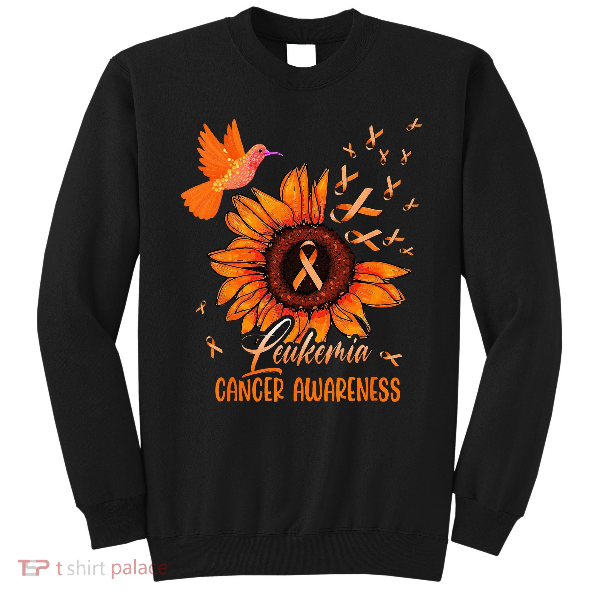 Hummingbird Orange Sunflower Leukemia Cancer Awareness Sweatshirt