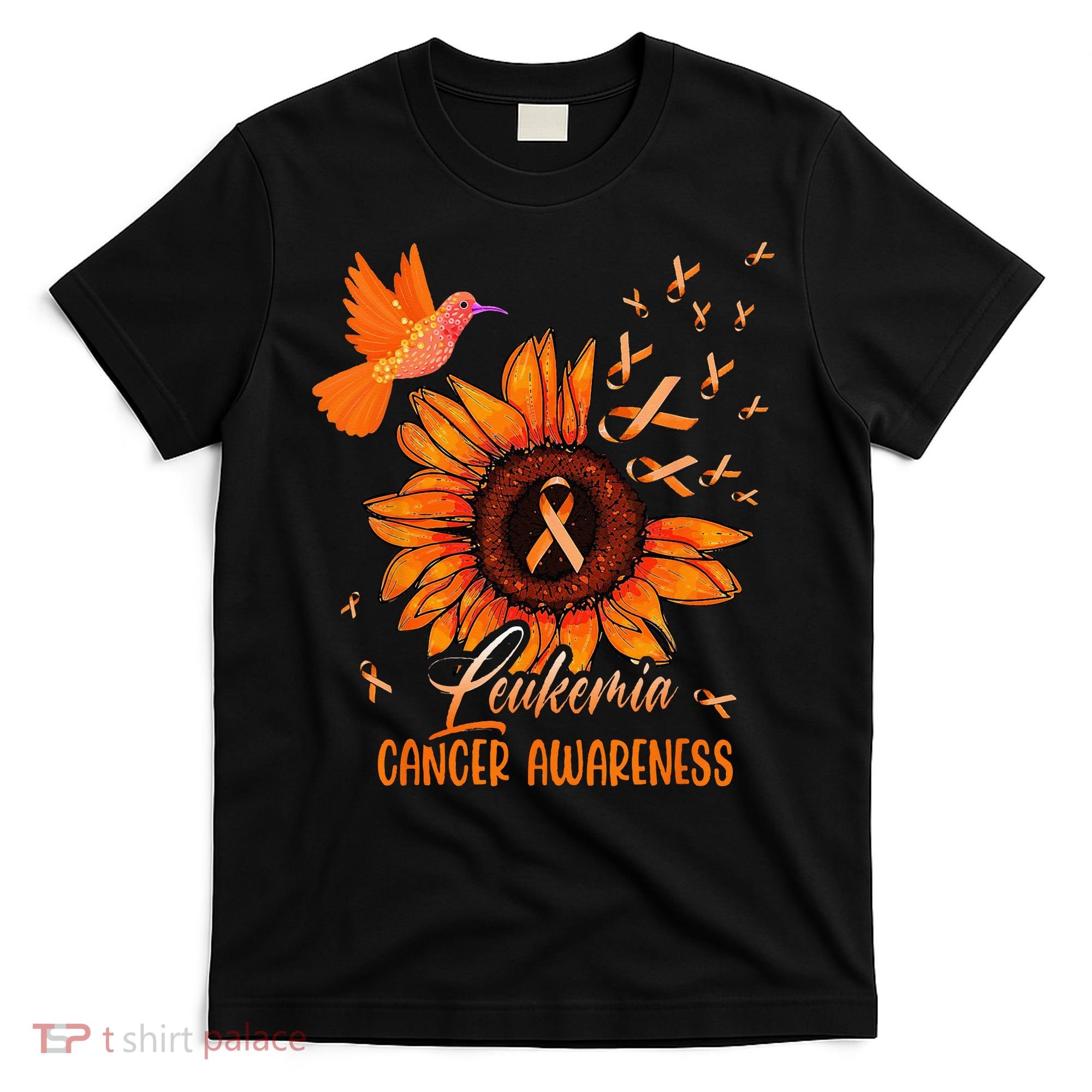 Hummingbird Orange Sunflower Leukemia Cancer Awareness T-Shirt