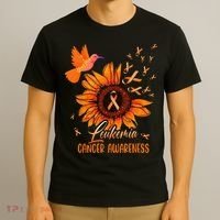 Hummingbird Orange Sunflower Leukemia Cancer Awareness T-Shirt thumb 3