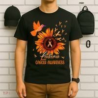 Hummingbird Orange Sunflower Leukemia Cancer Awareness T-Shirt thumb 6