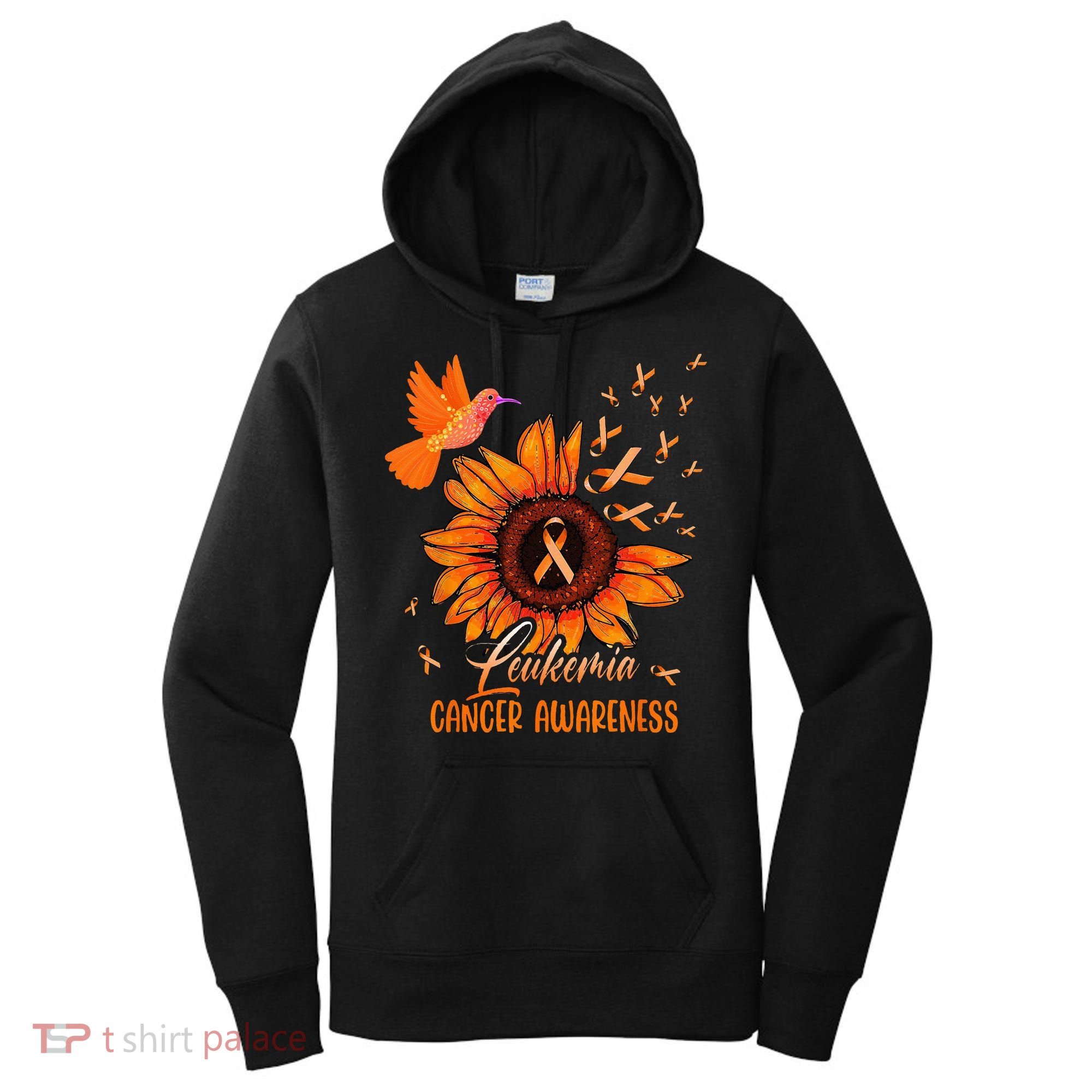 Hummingbird Orange Sunflower Leukemia Cancer Awareness Women's Hoodie