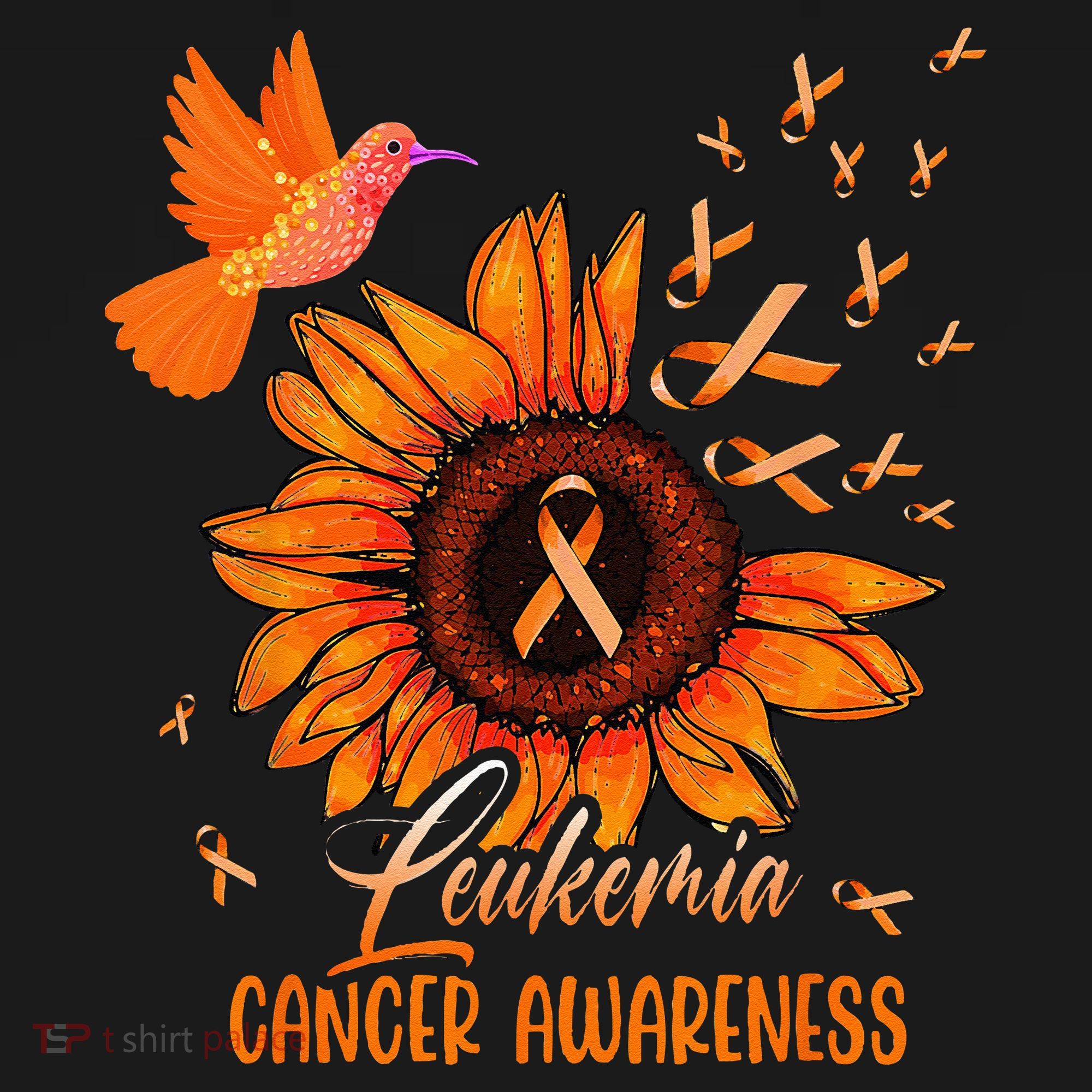 Hummingbird Orange Sunflower Leukemia Cancer Awareness Women's Hoodie
