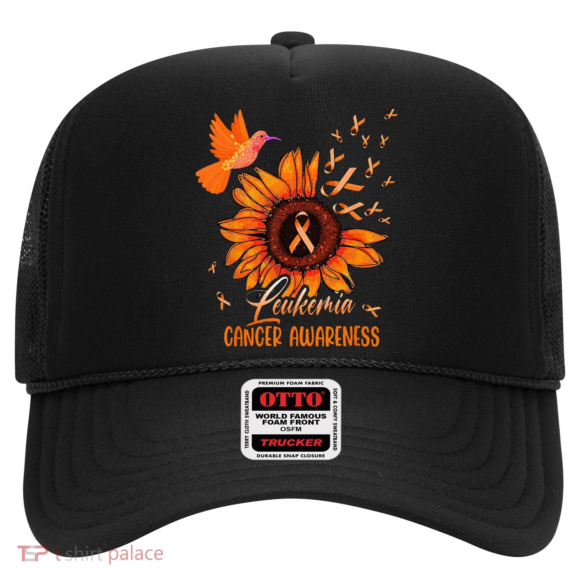 Hummingbird Orange Sunflower Leukemia Cancer Awareness Hat