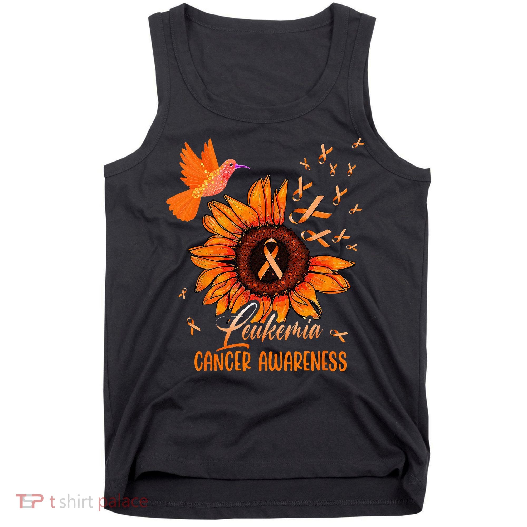 Hummingbird Orange Sunflower Leukemia Cancer Awareness Tank Top