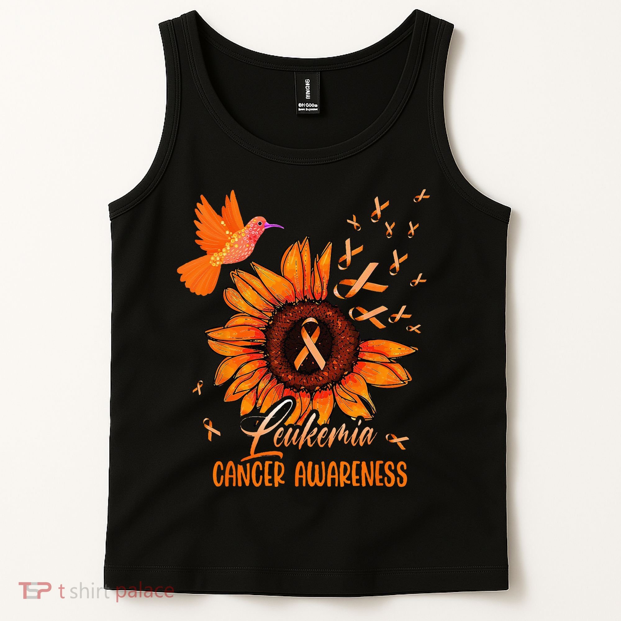 Hummingbird Orange Sunflower Leukemia Cancer Awareness Tank Top