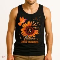 Hummingbird Orange Sunflower Leukemia Cancer Awareness Tank Top thumb 3