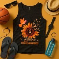 Hummingbird Orange Sunflower Leukemia Cancer Awareness Tank Top thumb 4