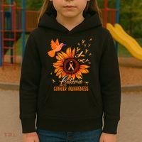 Hummingbird Orange Sunflower Leukemia Cancer Awareness Kids Hoodie thumb 3