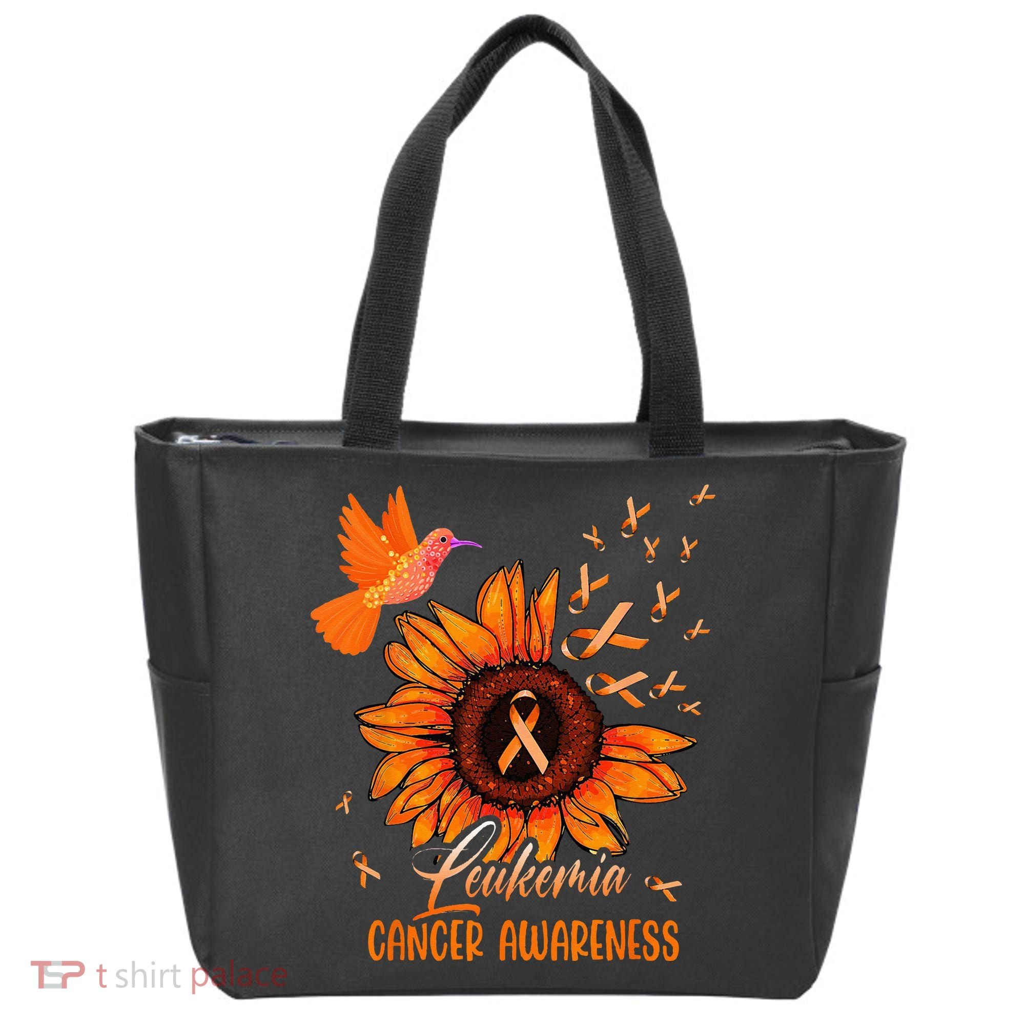 Hummingbird Orange Sunflower Leukemia Cancer Awareness Tote Bag