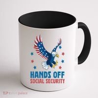 Hands Off Social Security USA Flag Eagle For Women Coffee Mug thumb 1
