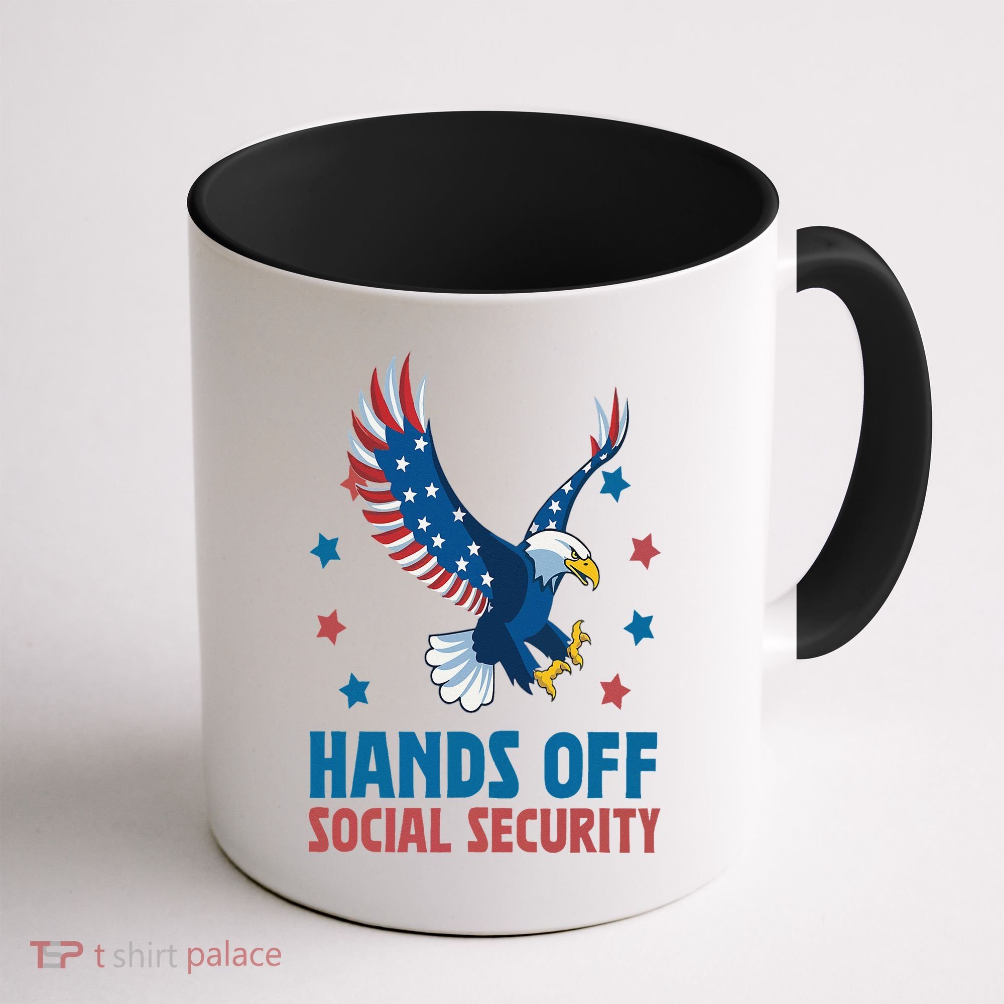 Hands Off Social Security USA Flag Eagle For Women Coffee Mug