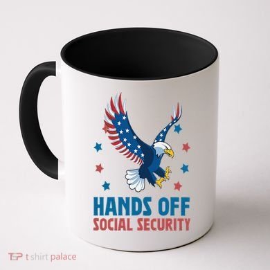 Hands Off Social Security USA Flag Eagle For Women Coffee Mug