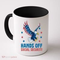 Hands Off Social Security USA Flag Eagle For Women Coffee Mug thumb 0