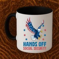 Hands Off Social Security USA Flag Eagle For Women Coffee Mug thumb 2