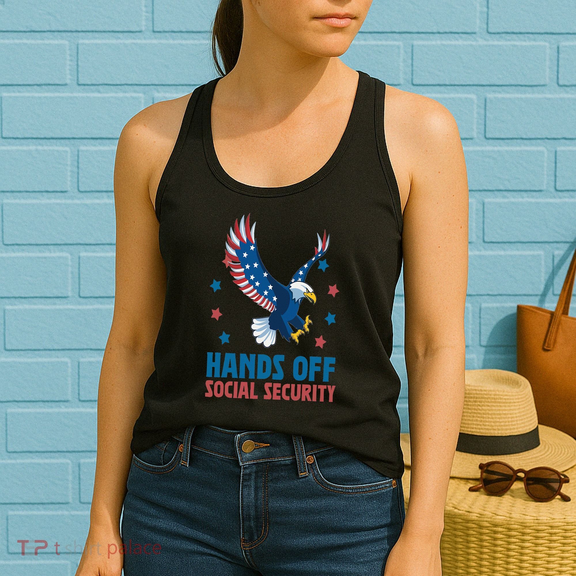 Hands Off Social Security USA Flag Eagle For Women Women's Tank Top