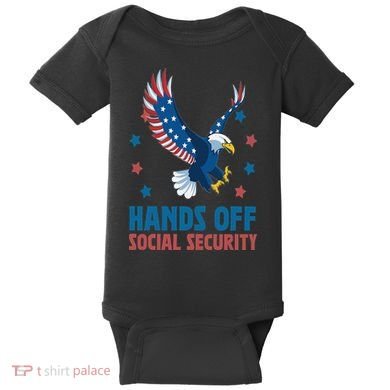 Hands Off Social Security USA Flag Eagle For Women Baby Bodysuit