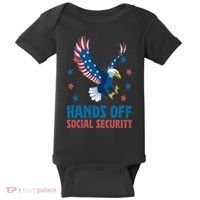 Hands Off Social Security USA Flag Eagle For Women Baby Bodysuit thumb 0