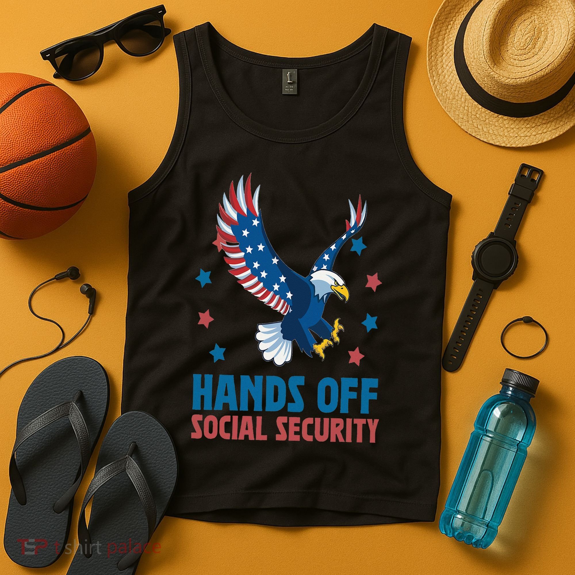 Hands Off Social Security USA Flag Eagle For Women Tank Top