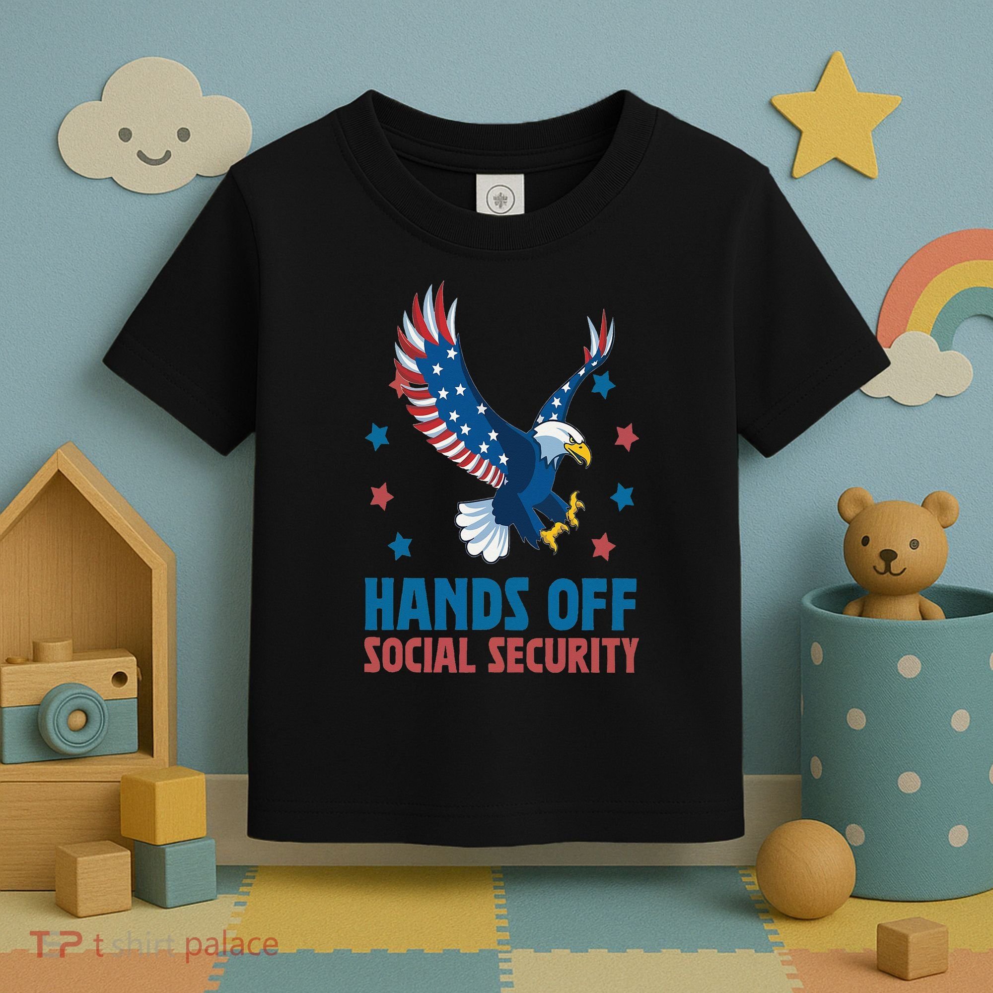 Hands Off Social Security USA Flag Eagle For Women Toddler T-Shirt
