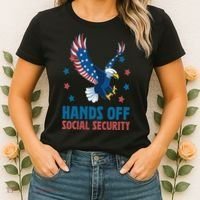 Hands Off Social Security USA Flag Eagle For Women Women's T-Shirt thumb 2